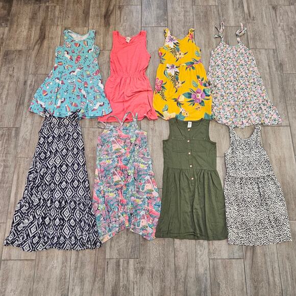 Girls Casual Dress Lot of 8 Size 7/8 Sleeveless Carter’s Old Navy GAP Play - Picture 1 of 7